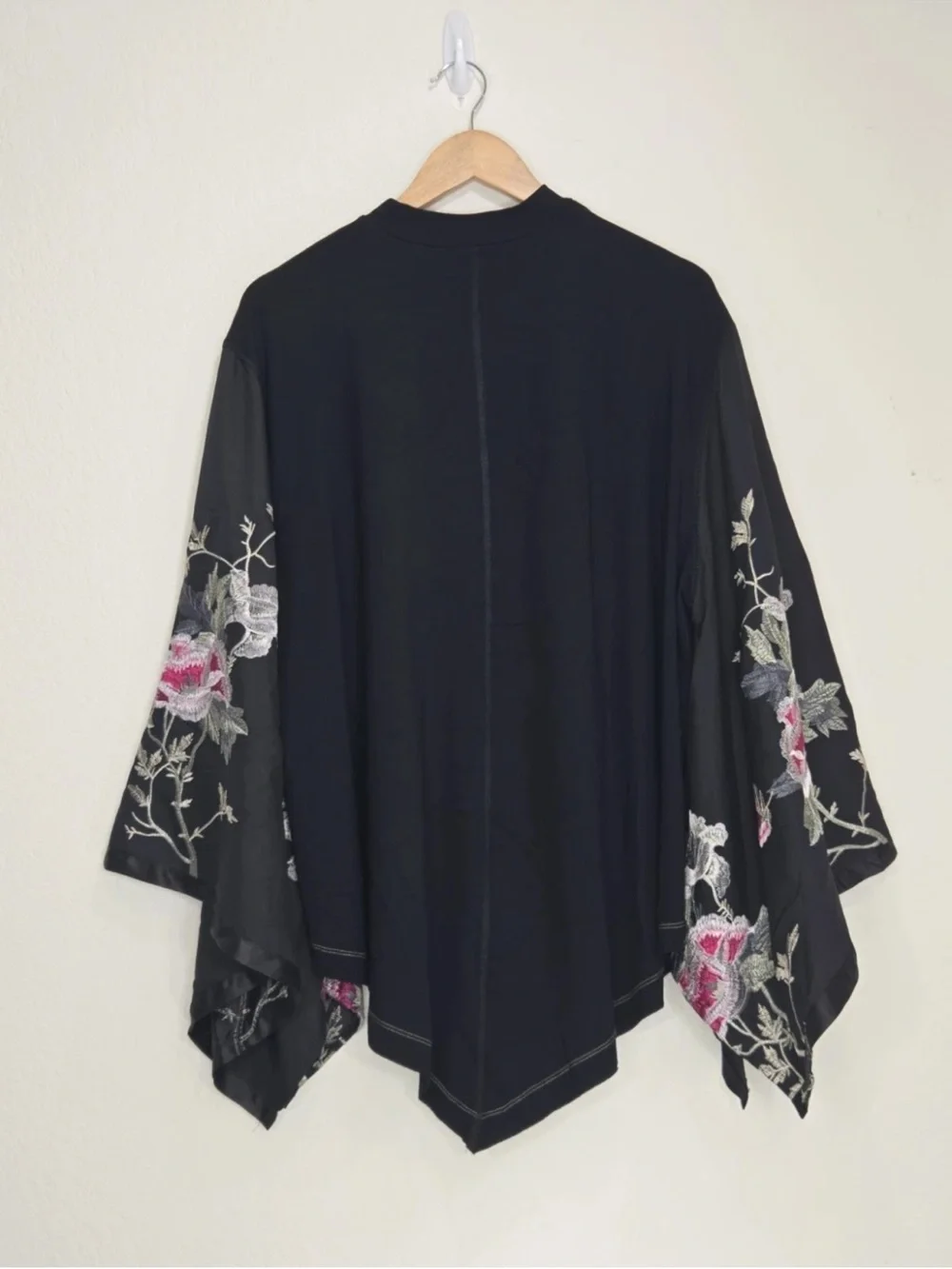 Free People Sydney Tuesday Kimono Top S Black Floral Whimsigoth Boho Fairycore